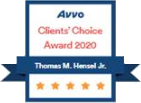 Thomas M. Hensel Jr. Avvo Clients Choice Award 2020